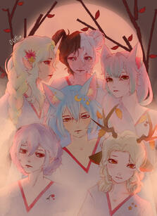 Half bodies rendered + background Half bodies rendered + background